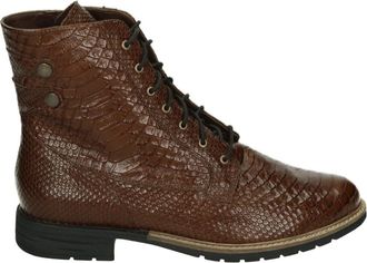 Durea Sportieve Mid Damesschoenen Cognac Leer - Dames - Veterlaarzen - Bruin - 36 EU - Leer - Schoenen