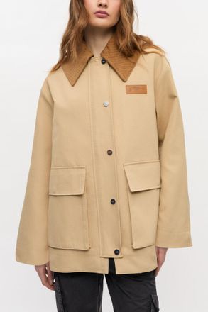 Ganni Camel Twill Midi Jacket - Size XXS/XS Beige