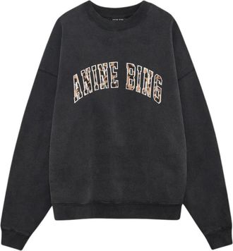 Anine Bing Miles Sweatshirt - Dames - Sweatshirts - Zwart - L - Katoen - Hoodies & sweatvesten