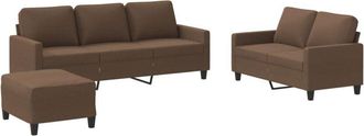 vidaXL Vidaxl - Juego De Sof&aacute;s Con Cojines 3 Piezas Tela Marr&oacute;n