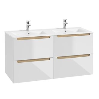 Petits Meubles Mueble lavabo encastrado 4 cajones estratificado Blanco