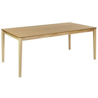 Beliani Mesa De Comedor Rectangular Con Tablero Chapado Acabado Natural Patas De Madera Maciza 200 X 100 Cm Madera De Fresno Natural Ermelo