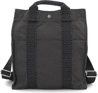 Herm&egrave;s Gray Canvas Backpack (Pre-Owned)