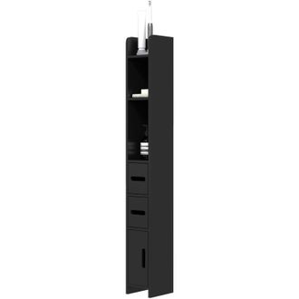 Kleankin Mobile Bagno con Mensole e Armadietti Legno Nero 15x17x120cm - Kleankin