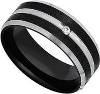 HMY Jewelry Mens Two-Tone Stainless Steel Band Ring in Black/Blue at Nordstrom Rack, Size 12