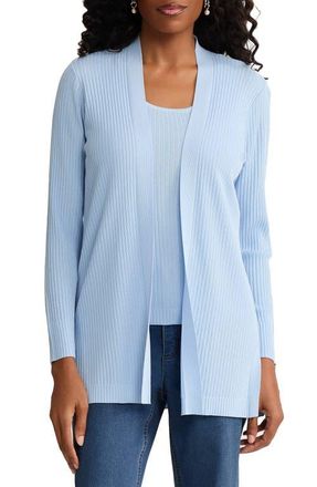 Jones New York Sutton Open Front Rib Knit Cardigan in Breeze Blue at Nordstrom, Size X-Large