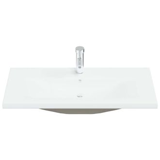 Berkfield Home Elegant Built-in Basin with Faucet 91x39x18 cm Ceramic White | Size: 91 x 39 x 18 cm