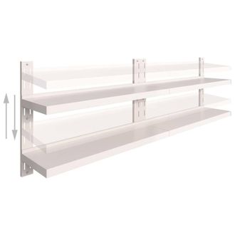 Berkfield Home Durable 2-Tier Floating Wall Shelves 2 pcs Stainless Steel 240x30 cm in Grey