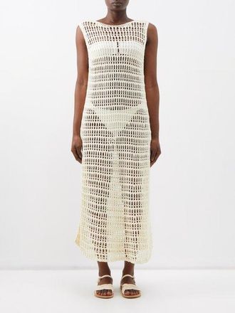 Haight X Mari Giudicelli Daniela Crochet-knit Maxi Dress - Womens - Off White