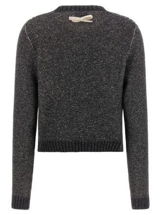Moschino Bow-Embellished Diamond Knit Sweater - Gray
