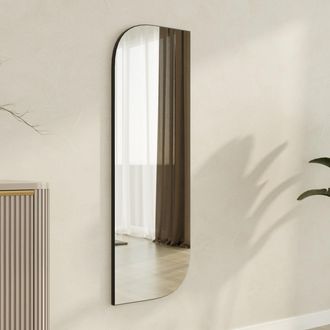 Dmora Espejo Librizzi, Forma Rectangular, De Pared, Estructura Transparente, 40x120 Cm Alto, Negro