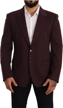 Dolce & Gabbana Indigo Katoenen Slim Fit Blazer Jas - Heren - Business blazers - Paars - L - Katoen - Kostuums