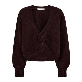 Co'Couture V-neck Knitwear, female, Brown, M, Twist Back Knit Jumper