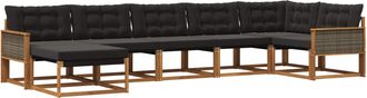 vidaXL Conjunto De Sof&aacute;s De Exterior 7 Uds. Natural Y Negro Vidaxl
