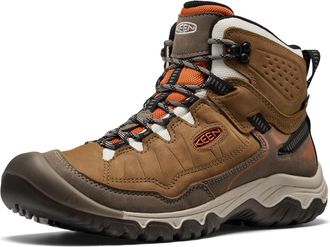 Keen Mens Targhee 4 Mid Height Durable Comfortable Waterproof Hiking Boots, Coyote/Gold Flame, 7