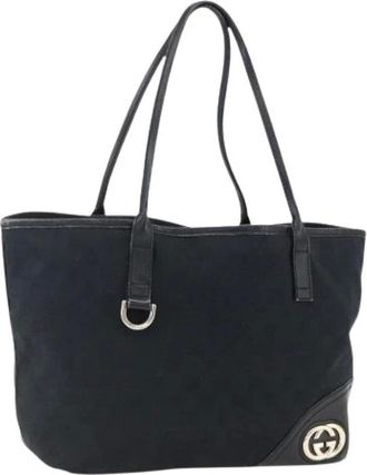 Gucci Pre-owned Tote Bags, female, Black, Size: ONE SIZE Pre-owned Canvas Tote Bag
