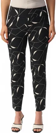 Joseph Ribkoff Geometric Print Straight Leg Pants In Black/moonstone