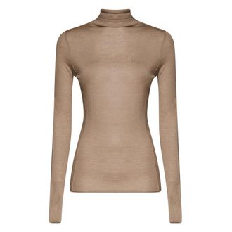 Pinko Pinko, Truien & Vesten, Dames, Beige, S, Katoen, Katoenen Trui met Hoge Kraag