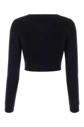 Jil Sander Womens Midnight Blue Wool Sweater 402 Exterior: Maglieria
