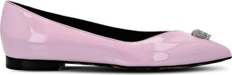 Philipp Plein Skull-charm ballerina shoes - women - Patent Calf Leather/Calf Leather/Calf Leather - 37 - Purple