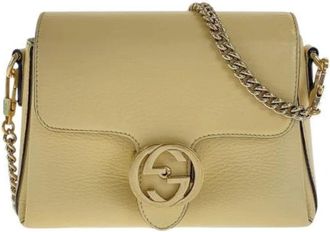 Gucci Pre-owned Leren Interlocking Schoudertas - Dames - Vintage Schoudertas - Geel - ONE Size - Leer - Vintage