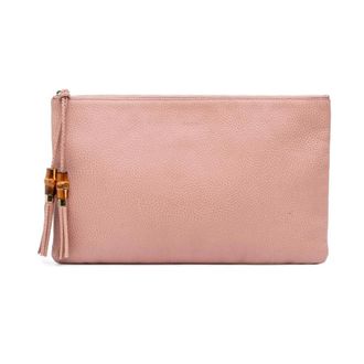 Gucci Pre-owned Clutches, female, Pink, Size: ONE SIZE Pre-owned Bamboo Tassel Leather Clutch