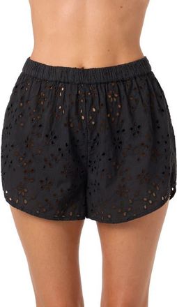 O'Neill Pam Cotton Eyelet Cover-Up Shorts in Black at Nordstrom, Size X-Large