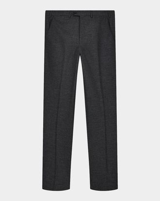 Emporio Armani Men & apos;s Wool-Blend Jacquard Slim Flat-Front Pants