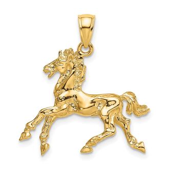 Diamond2Deal 10k Yellow Gold 3-D Horse Trotting Charm