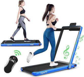 Costway Costway - Cinta De Correr Plegable 2 En 1, 12 Km/h, Cinta De Andar El&eacute;ctrica Port&aacute;til Control Remoto Y Pantalla Led, App Control, Treadmill (azul)