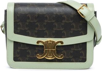 Celine Pre-owned Celine Teen Triomphe Coated Canvas and Calfskin Triomphe Crossbody W-GM-2250