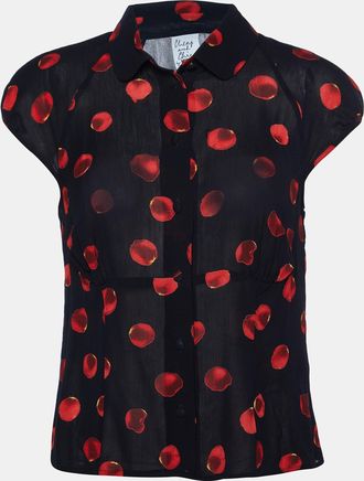 Moschino Cheap And Chic Black Printed Crepe Button Front Top