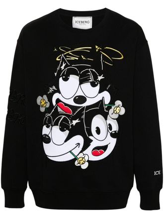 Iceberg cartoon-motif cotton sweatshirt - men - Cotton/Polyester - L - Black