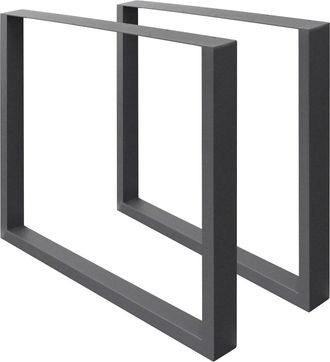 ECD Germany 2x patas de mesa industrial 70x72cm acero en polvo antracita cuadradas