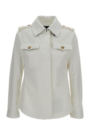 Fay Utility-Inspired White Shirt Jacket