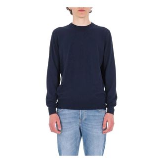 Barba Round-neck Knitwear, male, Blue, Size: XL Round-neck Knitwear