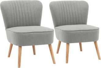 Oviala Lote de 2 sillones estilo crapaud en tela gris claro