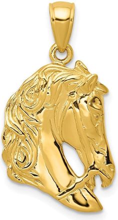 Diamond2Deal 14k Yellow Gold Solid Polished Open-Backed Horse Head Pendant