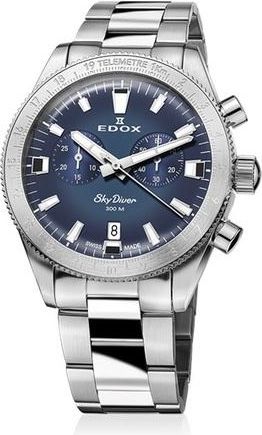 Edox Skydiver Chronograph Quartz Blue Dial Mens Watch 10116 3 BUIDN