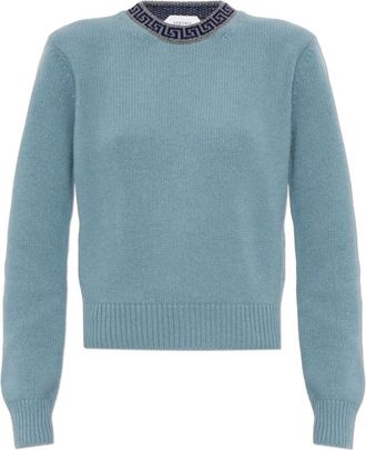 Versace Truien & Vesten, Dames, Groen, M, Wol, Trui van Wol & Kasjmier met Ronde Hals