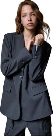 Liu Jo Jassen, Dames, Grijs, M, Leer, Blazer Flanella