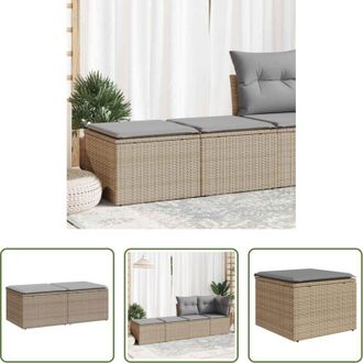 vidaXL Sgabello da giardino - Set Divano da Giardino 2 pz con Cuscini Beige Polyrattan Acacia