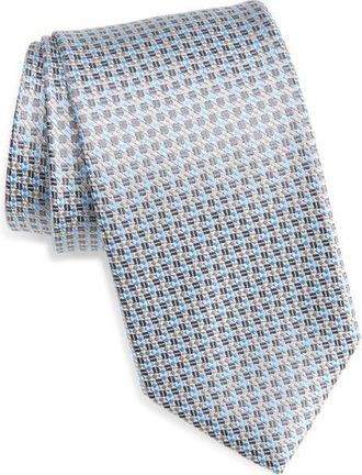 David Donahue Geometric Jacquard Silk Tie in Gray at Nordstrom