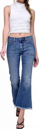 Hidden Jeans Happi Cargo Crop Flare Jeans In Blue