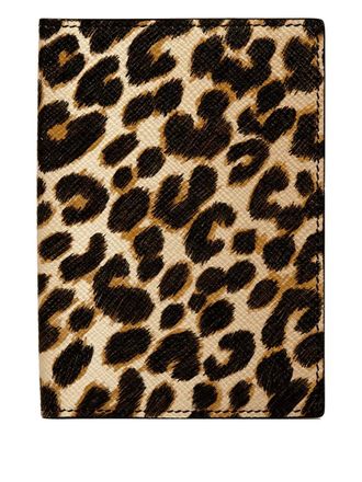 Smythson Panama leopard-print passport cover - unisex - Calf Leather - One Size - Brown