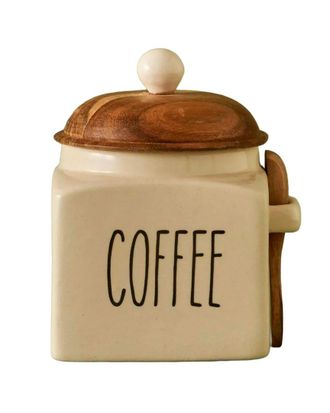Bella Maison Koffi Ceramic Jar With Acacia Lid & Spoon