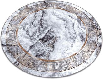 RugsX Rugsx - Alfombra Lavable Miro 51199.805 Circulo M&aacute;rmol, Griego Antideslizante - Gris / Dorado Grey Circulo 200 Cm