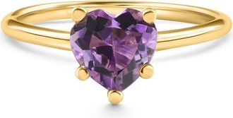 Pompeii3 Amethyst Solitaire Ring 14k White or Yellow Gold 6MM