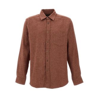 Portuguese Flannel Camicia Pied Poule Astratta - - Shirts - Uomo - Marrone - S