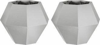 vidaXL Jardinera 2 Pcs Plateado 50 X 50 X 40 Cm Acero Inoxidable Vidaxl